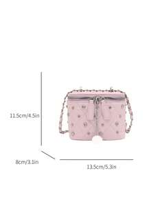 2026新款小众高品质化妆盒，迷你口红包，女士迷你时尚手提包/单肩包，闪亮盒式手拿包 - 粉色 - 查看 5