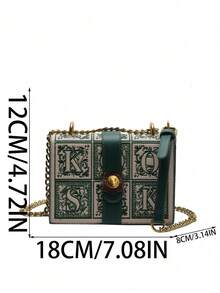 Mini Retro Square-Shaped Crossbody Shoulder Bag - Green - View 10