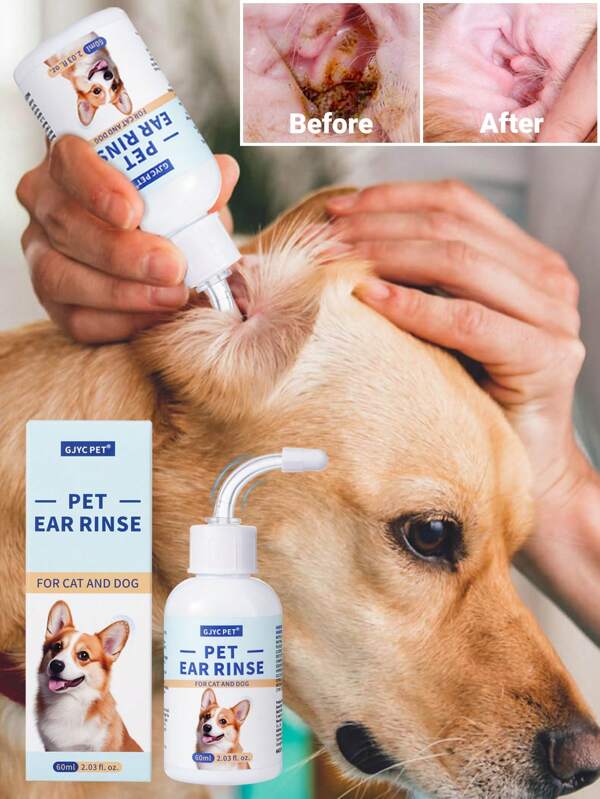 Dog Ear Cleaner, Dog & Cat Ear Care Solution, 2.03 Fl Oz - Gently Removes Wax, Dirt & Debris, Eliminates Ear Odor, Soothes Itchy Ears, Non-Irritating Formula