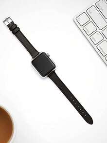 1 条女士皮革表带，兼容 Ultra/Se/8/7/6/5/4/3/2/1 表带，纤细腰身设计，尺寸 38/40/41/42/44/45/49 毫米 - 黑帶鋼扣 - 查看 2