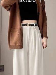 Solid Color Casual PU Leather Fashion Versatile Belt - Multifunctional And Stylish, With Metal Buckle, Very Suitable For Jeans And Dresses - Multicolor - View 3