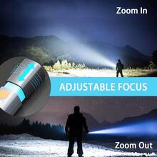 KENSUN 1PC Powerful Bright LED Flashlight Telescopic Zoom Tactical Torch USB Rechargeable Built In Battery Handheld Lamp For Outdoor Emergency Lighting - Random Color - View 5