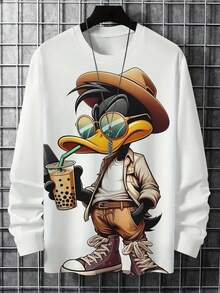 Camicia casual a maniche lunghe da uomo 3D, con stampa di cartoni animati alla moda, design multifunzionale, adatta per sport all'aperto e passeggiate casual, leggera e traspirante