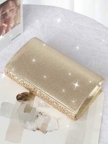 Túi xách nữ thanh lịch, túi cầm tay dự tiệc lấp lánh với trang trí kim loại, thích hợp cho tiệc chiêu đãi, liên hoan, dạ hội, đám cưới, quà sinh nhật, quà Valentine, buổi tối, túi cầm tay cho đám cưới, túi dự tiệc, hoàn hảo cho tiệc cưới, dạ hội, tiệc tối/liên hoan, phối cùng váy dạ hội và váy đính sequin. - Vàng - Xem 5