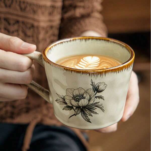 Elegant High-End Ceramic Mug, Vintage Style Coffee Cup, Office Tea Cup