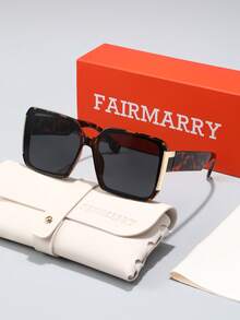 Fairmarry 1 件方形休闲优雅酷炫猫步新款复古品牌设计女士时尚眼镜，适合户外休闲活动热带海滩度假夏季假日婚礼音乐会约会服装时尚配饰方形墨镜 - 彩色 - 查看 12