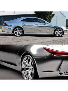 1pc Car PVC Mirror Chrome Vinyl Wrap Film, Air Release Technology - Stretchable High Gloss Chrome Reflective Surface, For Car Wrapping Or Custom Detailing Chrome Mirror Car Wrap Film - one-size - View 7