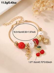 1pc/3pcs Girls' Shell, Pentagram, Flower, Starfish, Cherry Bracelet - Multicolor - View 6