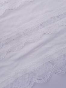 Meguma 女士蕾丝边吊带裙，防透明防闪烁，时尚迷你裙 - 白色 - 查看 4