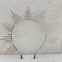 1件优雅金色光环皇冠头饰 - 女神头饰女王皇冠新娘头箍，拍照道具，派对，宴会，节日，服装，万圣节 - 金色 - 查看 14