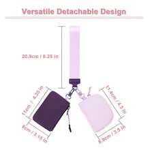 Mini Zipper Wrist Coin Purse Keychain Wallet - Detachable Dual-Layer Lavender & Lilac Gradient Wallet | Soft Fabric, Wide Woven Wrist Strap, Card Slots & Dual Pouch For Keys/Coins/Cash/Cards | Ideal For Women's Daily Use, Outdoor Travel & Sports - 紫色 - 查看 3
