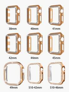 Apple Watch 表带 Apple Watch 表带 Apple Watch 表壳 Apple Watch 表带 + Apple Watch 表壳，高端奢华闪亮珠宝水晶水钻玫瑰金 PC 框架保护壳和玫瑰金闪亮彩色皮革表带 2 件一起出售，兼容 Apple Ultra 2 1 Se S9 8 7 6 5 4 3 2 1 系列优雅、高贵、华丽女士替换 Apple Watch 智能手表 38mm40mm41mm42mm44mm45mm49mm 智能手表配件表带 Apple Watch 表壳 - 玫瑰金 - 查看 4