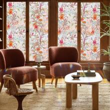 1 卷彩色花卉玻璃窗隐私膜，3D 彩虹静电贴防紫外线和隔热彩虹窗膜，适用于家庭、浴室、前门、防晒和装饰（17.53 * 118 英寸）