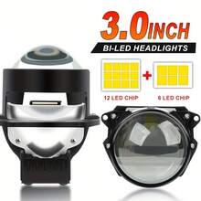 2 PIEZAS TOAUTO Lentes de proyector de faros Bi LED de 3 pulgadas para luces LED de Hella, proyector de 120W y 40000LM, accesorios de automóvil - Blanco - Ver 12