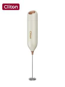 CLITON 1PC Powerful Milk Frother For Coffee, Fast Handheld Drink Mixer With Stainless Steel Whisk, Battery Operated Hand Frother Stirrer Wand-Black Hand Mixer Milk Frother For Coffee - Frother Handheld Foam Maker For Lattes, Electric Whisk Drink Mixer Mini Foamer For Cappuccino, Frappe, Matcha, Hot Chocolate