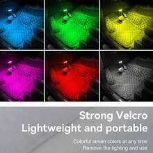 CyberDyer 2 szt. bezprzewodowe oświetlenie wewnętrzne LED do samochodu, 2 kolory oświetlenia wewnętrznego z 6 jasnymi koralikami LED, przenośna, ładowalna przez USB, dotykowa lampka nocna LED do wnętrza samochodu, dekoracja, akcesoria samochodowe, regały, szafki nocne, szafy