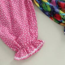 0-5 Years Kids Toddler Baby Boy Girl Clown Costume Halloween Outfits Contrast Color Long Sleeve Jumpsuit And Hat 2Pcs Clothes Set Funny Clown Dress Up Cosplay Costume - 粉色 - 查看 8