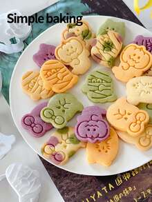 4pcs Ghost Pattern Cookie Mold Set, Parent-Child Cookie Mold, Halloween And Day Of The Dead Party Decoration, Cute Cartoon Ghost Shaped Cookie Stamp, Easy To Use Cookie Cutter - White - View 9
