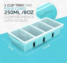 Silicone Freezer Tray With Lid - Soup Freezer Container Molds - Large Ice Cube Tray- Makes 8 Perfect 1 Cup Portions Cubes, 1-Pack Freezer Storage Food Soups & Meal Prep - Oven & Dishwasher - 查看 2