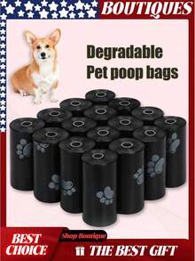 狗粪袋，每包300个/20卷厚狗粪袋，专为带狗散步时使用而设计，防止宠物排泄物泄漏（包括20/10/1容量所有尺寸）适用于食物垃圾、垃圾、花园垃圾、动物垃圾、婴儿垃圾、厕所垃圾。 - 黑色 - 查看 2