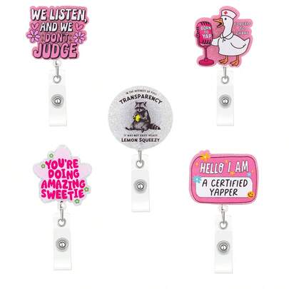 1pc Funny Nurse ID Badge Holder With Rotating Clip, Retractable Badge Reel, Pink Silly Goose Badge Reel, Suitable For Women, RN, LPN, Healthcare Workers, Social Workers Daily Wear, Nurse's Day Gift,For School Supplies,Back To School