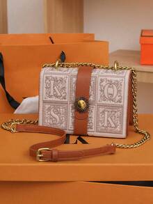 Mini Vintage Square Crossbody Shoulder Bag - Brown - View 2