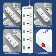 Multi Socket Mains Strip With 1.8M Long Cable,For Home, Bedroom, Kitchen And Office - UK Plug(220-240V) - View 4
