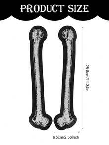 2 Pairs Large Long Bone Patches - Mysterious Long Bone Patches, Skull Patches, Punk Patches, Goth Patches, Witch, Horror Sewn Patches, Skull, Voodoo DIY Decoration Cuttable Patches, Iron/Sewable, Suitable For Clothing, Backpacks - 彩色 - 查看 3
