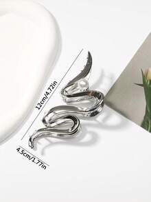 Faux Pearl Decor Hair Claw Elegant Claw Clips Hair Clips Hair Jaw Clip Hair Clamps Hair Clutch Hair Catcher Clip, Casual Fall Winter Hair Accessories For Women For Vacation Outfits Woman - Silver - View 3