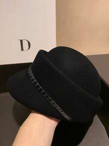 1 pieza Boina de lana elegante de unicolor para mujer, estilo ecuestre británico, sombrero cálido y a prueba de viento para exteriores, gorra de estilo periodista versátil y de moda, adecuada para viajes y compras - Multicolor - Ver 3