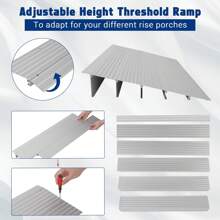 Threshold Ramps For Doorways, Door Threshold Ramp 1/2/3/4/5" Rise, Aluminum Entry Threshold Ramp For Wheelchair And Scooter, Weight Capacity 700 LB - Silver - View 9