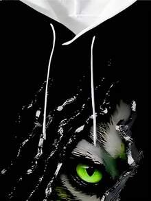 Sudadera con capucha casual para hombres con estampado digital 3D de manga larga y cordón ajustable