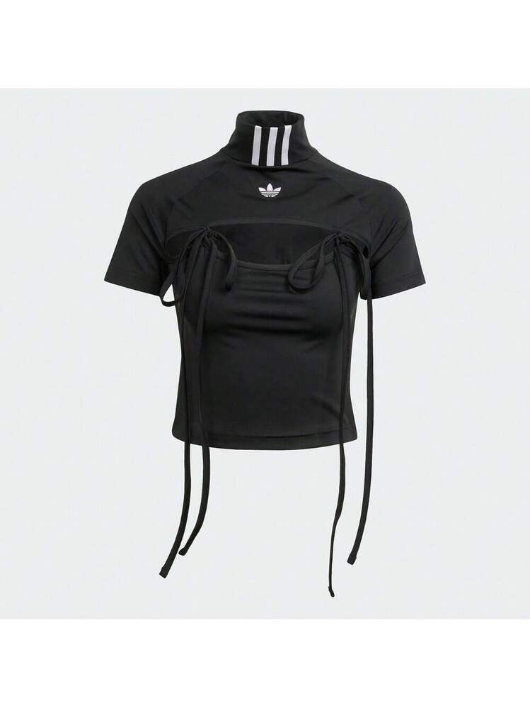 Adidas Originals Women's Ribbon Crop Top Short Sleeve T-Shirt Knit