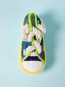 PETSIN 1 件装运动鞋形狗狗咀嚼玩具，带绳结和吱吱球 - 耐用牛津布咀嚼器，适合好斗的咀嚼者，互动吱吱叫声，适合幼犬/成年犬，室内外玩耍 - 查看 6