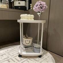 1pc Modern Simple Creative Coffee Table With 2-Tier Storage Shelves, Suitable For Living Room, Bedside, Bedroom And Office, Milky & Oil Style Coffee Table, Easy To Assemble