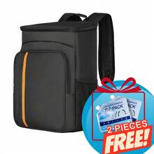 2pcs 20L Portable Thermal Lunch Bag Insulated Bag + Fresh-Keeping Ice Pack Food Box Durable Waterproof Cooler Ice Insulated Case Camping Oxford Dinner Backpacks Icebox - Black - View 12