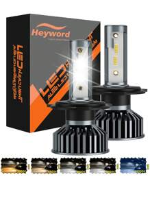 Heyword Heyword 2pcs LED Car Headlight 9005 9006 H13 H11 H7 H4 H1 Car Headlights High Low Beam, 75000LM 800% Brighter Five Color Options6500K/3000K/4300K/8000K/25000K Fast Silent Fan Bright Cob 1860 Chip Plug-N-Play