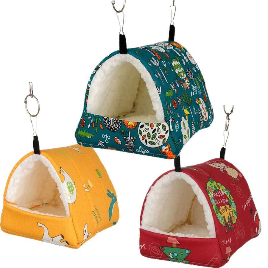 Parrot Hammock Hamster Thickening Nest Small Pet Xuanfeng Bird Peony Bird Bird's Nest Winter Warm Sleeping Bag Squirrel - Red - View 1