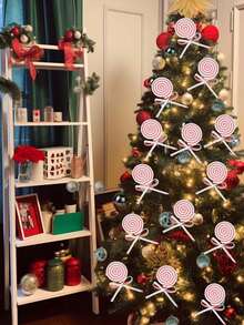 1/2PCS Christmas Simulation Candy Branch Flash Foam False Lollipop Cuttings Christmas Tree Decoration Home Vase Festival Party Decoration Home Decor Christmas Decorations Room Decor Winter