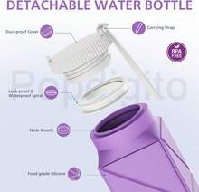 2pcs 610ml Collapsible Water Bottles Upgrade Foldable Water Bottle  Reusable Lightweight LeakProof Silicone Water Bottles 20.6oz For Travel Gym Hiking Office Camping Sport,9744246 - 紫色 - 查看 9