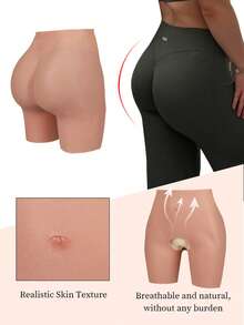 Crossdresser Silicone Open-Crotch Shaper Pants - Realistic Butt Lifter, Transgender Must-Have Silicone Butt Enhancer Pants - Open-Crotch Stretch Style, Exclusive Crossdresser Silicone Open-Crotch Elasticity Pants Realistic Skin Texture Elasticity Pants Enhancer Shaper Realistic Butt Pants For Transgender Crossdresser Indispensable - Apricot - View 3