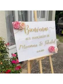 Panneau d'accueil de mariage Stickers vinyle Textes personnalisés Fêtes de mariage et d'anniversaire Décalcomanies Sticker mural de miroir de mariage unique, multifonctionnel, durable, ornemental, réutilisable, exquis, élégant, de haute qualité, coloré, moderne, personnalisé, cadeau idéal pour lui, cadeau idéal pour elle, petit ami, papa, petite amie, maman, famille, amis, salle de thé, maison, jardin, bureau, pour les anniversaires, pour la Saint-Valentin, pour la fête des mères, pour les anniversaires, pour la fête des pères, pour la remise des diplômes, pour les mariages, pour le pendaison de crémaillère