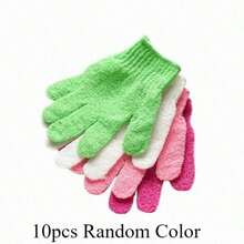 Guantes de cepillo de baño exfoliantes de nailon, guantes exfoliantes de doble cara para belleza, Spa, masaje, depurador de ducha de piel QZJC - 10 piezas de colores aleatorios - Ver 9