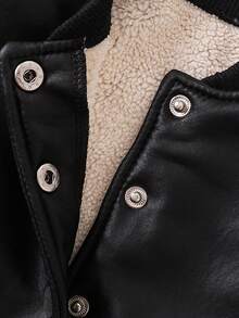 男婴休闲柔软保暖棒球夹克，保暖、柔软、易打理，适合男婴户外玩耍和日常穿着，秋冬季防风外套 - 黑色 - 查看 4