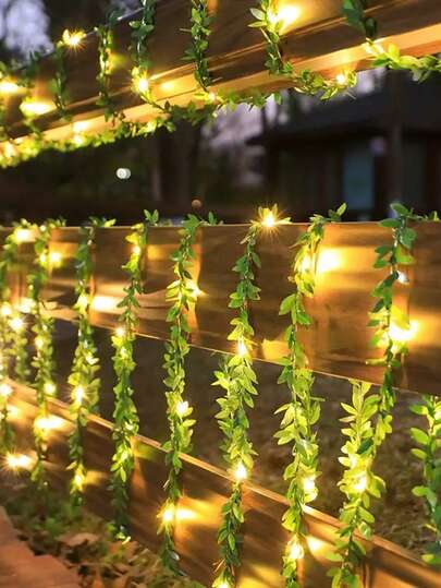 1 bộ đèn dây lá giả màu xanh lá cây dài 2m/3m/5m, có đèn LED hình dây leo, thích hợp trang trí phòng ngủ, phòng trẻ em, trong nhà và ngoài trời, đám cưới, sân vườn, tiệc tùng, hàng rào, phòng, hiên nhà, hành lang.