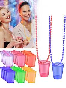3/5pcs Beaded Plastic Wine Glass Necklace, Suitable For Birthday, Wedding, Christmas Party, Explosion Dance Party, Festival Parade, 1pc/Set - Multicolor - View 2