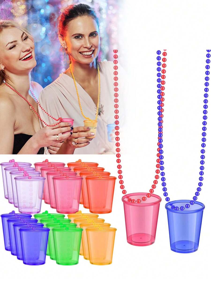 3/5pcs Beaded Plastic Wine Glass Necklace, Suitable For Birthday, Wedding, Christmas Party, Explosion Dance Party, Festival Parade, 1pc/Set