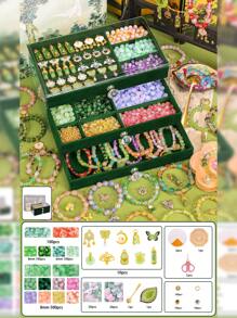 三层串珠手链 DIY 珠宝制作套件，彩色珠子适用于手链、项链、耳环 DIY 工艺品，包含珠宝盒 - 彩色 - 查看 12