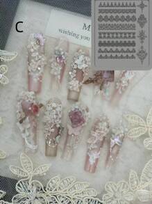 蕾丝硅胶美甲模具，法式蕾丝高透明度美甲模具