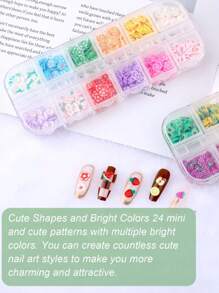 1 盒水果花片饰品适用于树脂聚合物粘土史莱姆制作 3D 软陶什锦碎片贴纸散装适用于 DIY 工艺品美甲唇彩用品手机装饰配件 - 彩色 - 查看 3